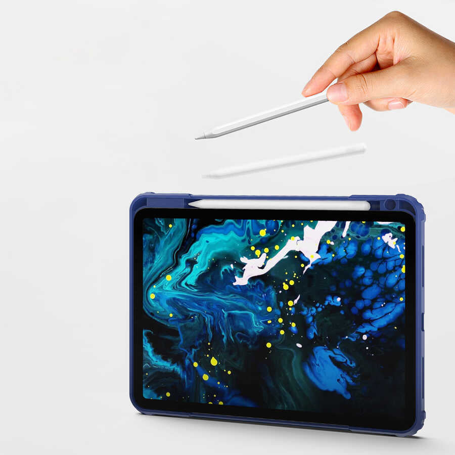 Apple iPad Pro 11 2021 (3.Nesil) Wiwu Mecha Dönebilen Standlı Tablet Kılıfı Mavi