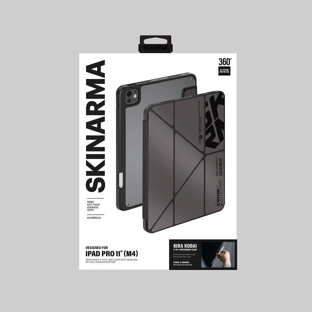 Apple iPad Pro 11 2024 Kılıf SkinArma Holografik Tasarımlı Arkası Şeffaf Çıkarılabilir Magnetik Kira Kobai Kılıf Füme