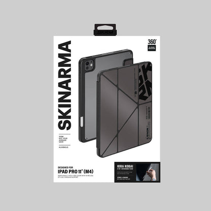 Apple iPad Pro 11 2024 Kılıf SkinArma Holografik Tasarımlı Arkası Şeffaf Çıkarılabilir Magnetik Kira Kobai Kılıf Gümüş