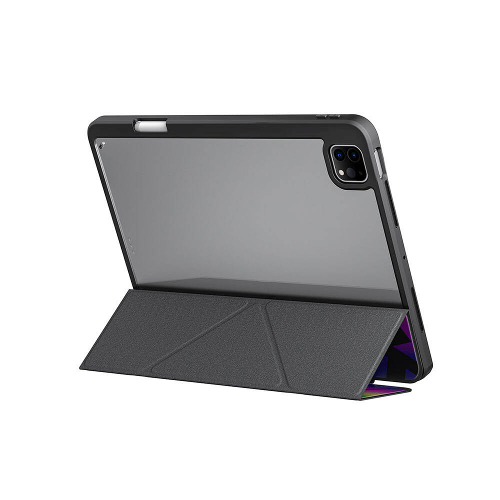 Apple iPad Pro 11 2024 Kılıf SkinArma Holografik Tasarımlı Arkası Şeffaf Çıkarılabilir Magnetik Kira Kobai Kılıf Gümüş