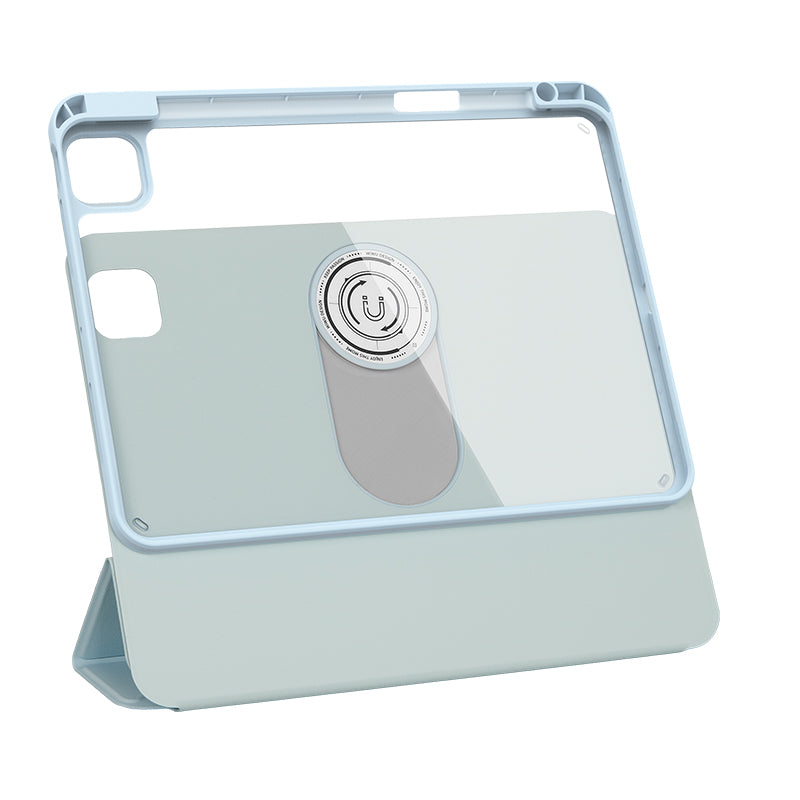 Apple iPad Pro 11 2024 Wiwu 360° Dönebilen Standlı Magnetik Koruyucu Tablet Kılıfı Mavi Açık