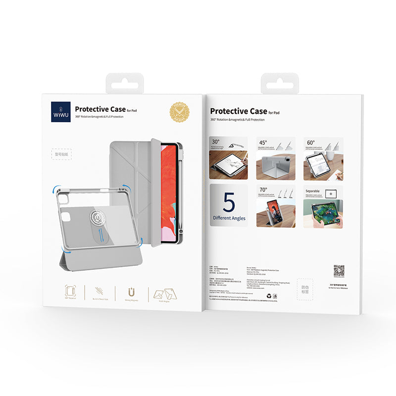 Apple iPad Pro 11 2024 Wiwu 360° Dönebilen Standlı Magnetik Koruyucu Tablet Kılıfı Siyah