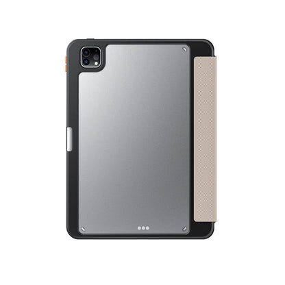Apple iPad Pro 11 2025 M5 Kılıf SkinArma Kabartma Baskı Tasarımlı 360 Tam Koruma Arkası Şeffaf Standlı Gamma Kılıf Siyah