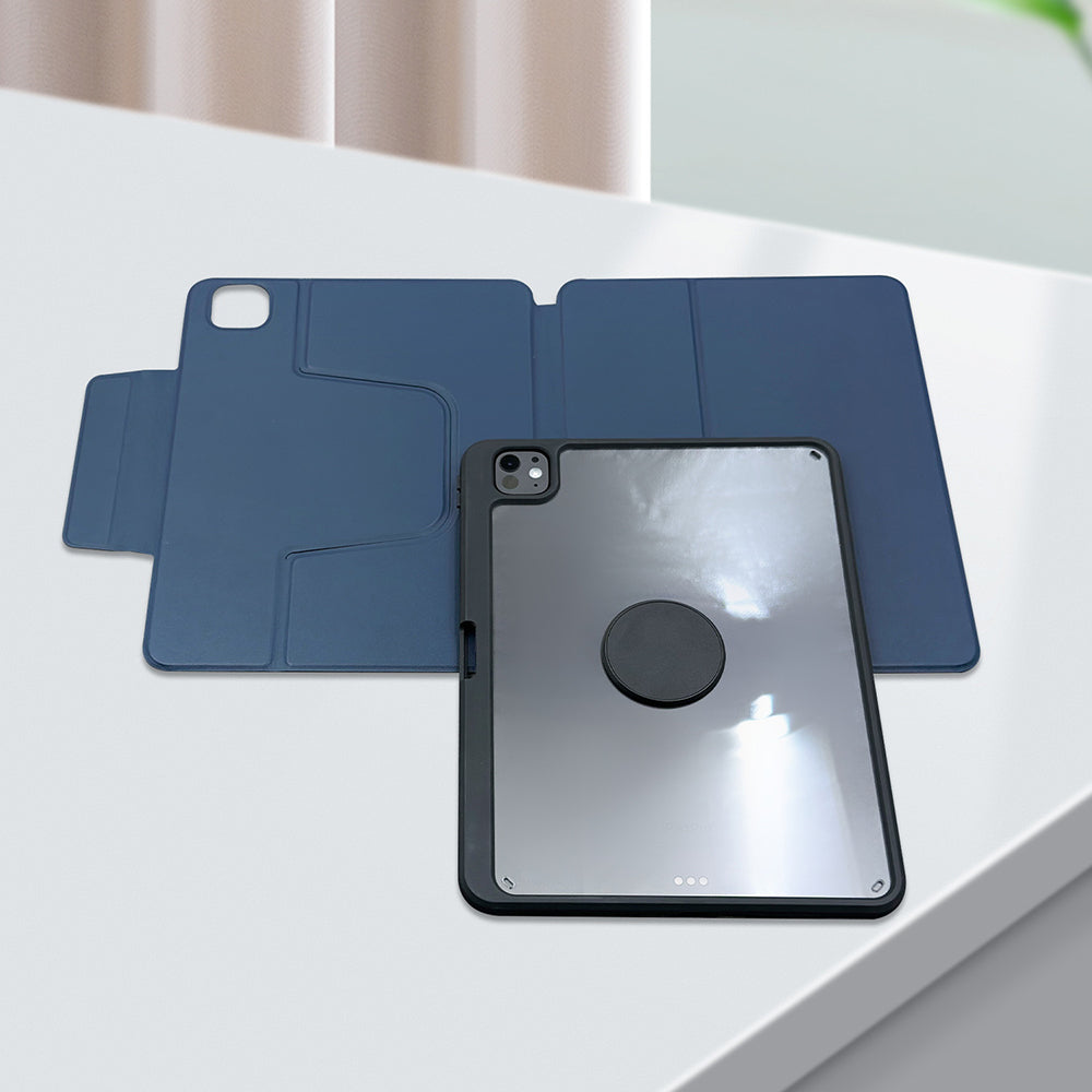 Apple iPad Pro 11 2025 M5 Raptic Spin Detachable Folio PU Ayrılabilir Kalem Bölmeli Standlı Kılıf Siyah