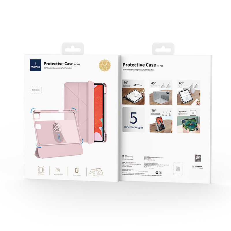 Apple iPad Pro 11 2025 M5 Wiwu 360° Dönebilen Standlı Magnetik Koruyucu Tablet Kılıfı Mavi Açık