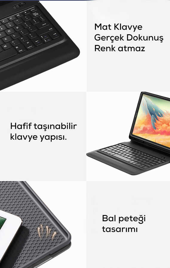 Apple iPad Pro 11 Wiwu Keyboard Folio Kablosuz Klavyeli Kılıf Siyah