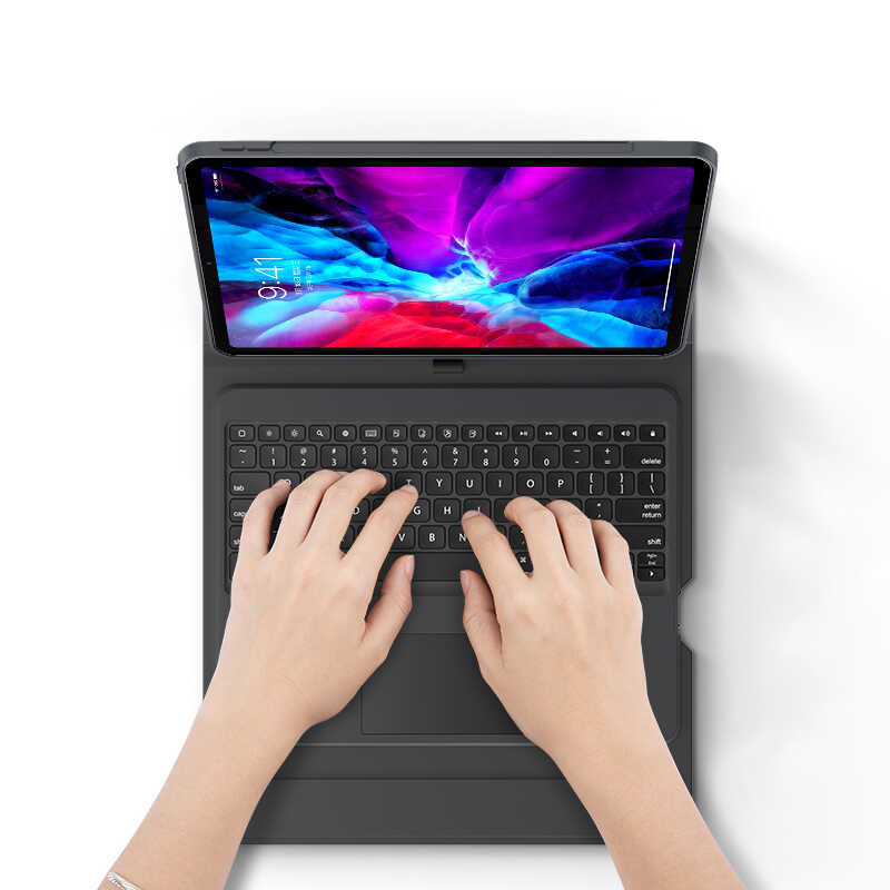 Apple iPad Pro 12.9 2018 (3.Nesil) Benks Multifunctional Kablosuz Klavyeli Kılıf Siyah