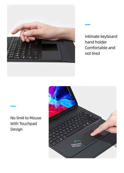 Apple iPad Pro 12.9 2020 (4.Nesil) Benks Multifunctional Kablosuz Klavyeli Kılıf Siyah
