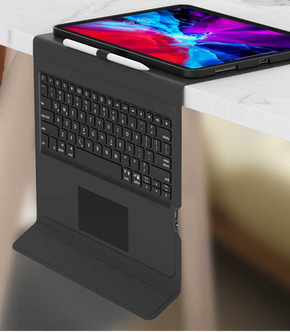 Apple iPad Pro 12.9 2020 (4.Nesil) Benks Multifunctional Kablosuz Klavyeli Kılıf Siyah