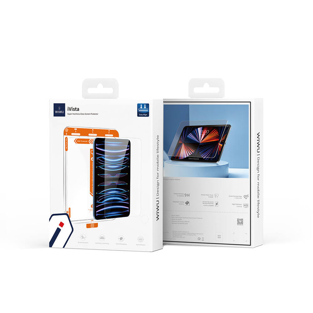 Apple iPad Pro 12.9 2022 M2 Wiwu Wi-GQ002 iVista 5 Katmanlı Temperli Cam Ekran Koruyucu + Kolay Uygulama Aparatı Renksiz