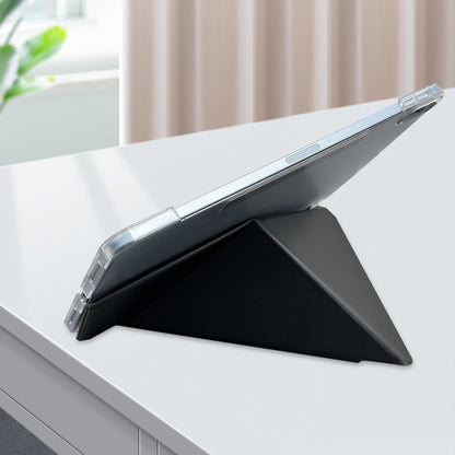 Apple iPad Pro 13 2024 Raptic Clear Folio Airbagli Şeffaf Kapaklı Katlanabilir Standlı Kılıf Siyah