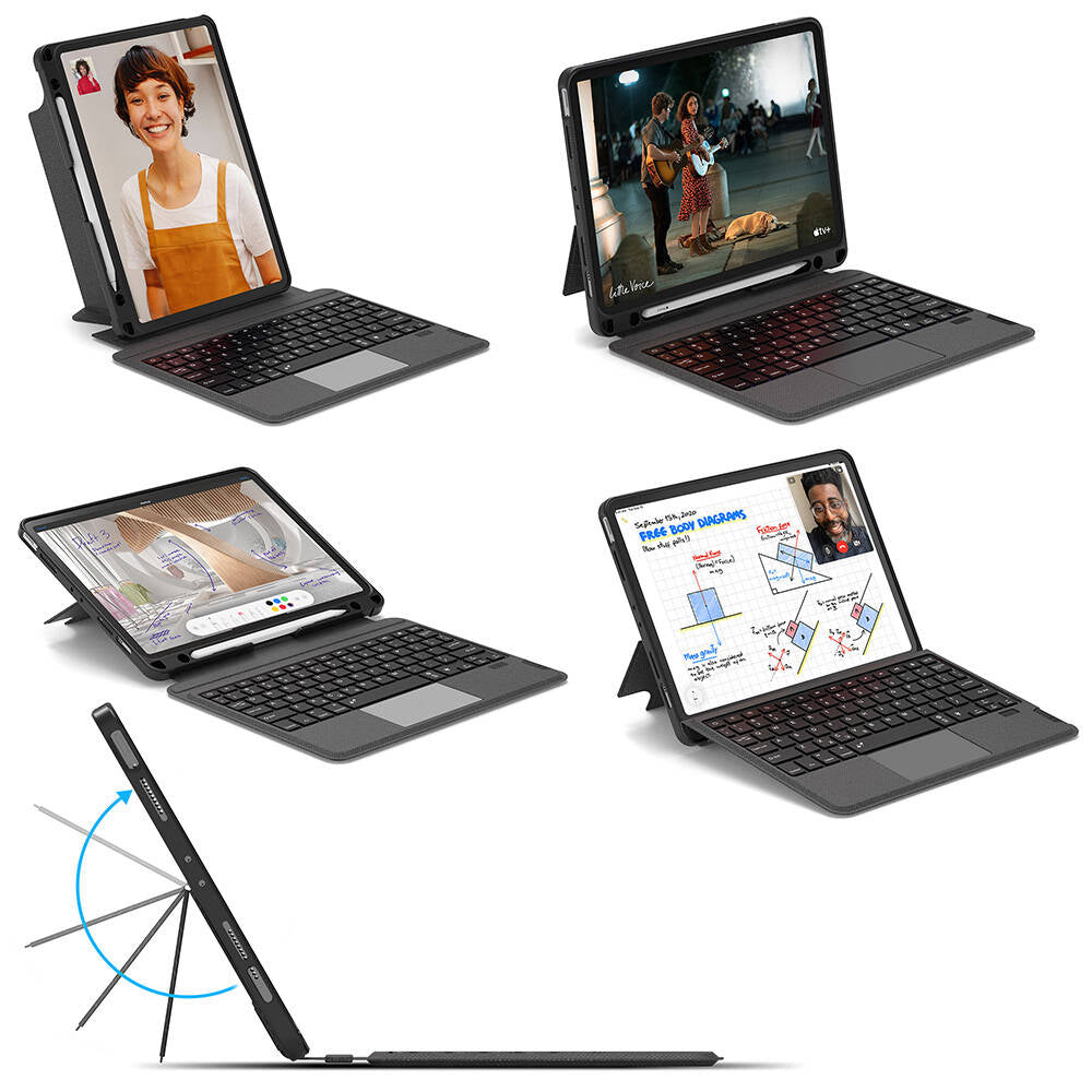 Apple iPad Pro 13 2024 Wiwu Mag Touch Klavyeli Standlı Kılıf Siyah