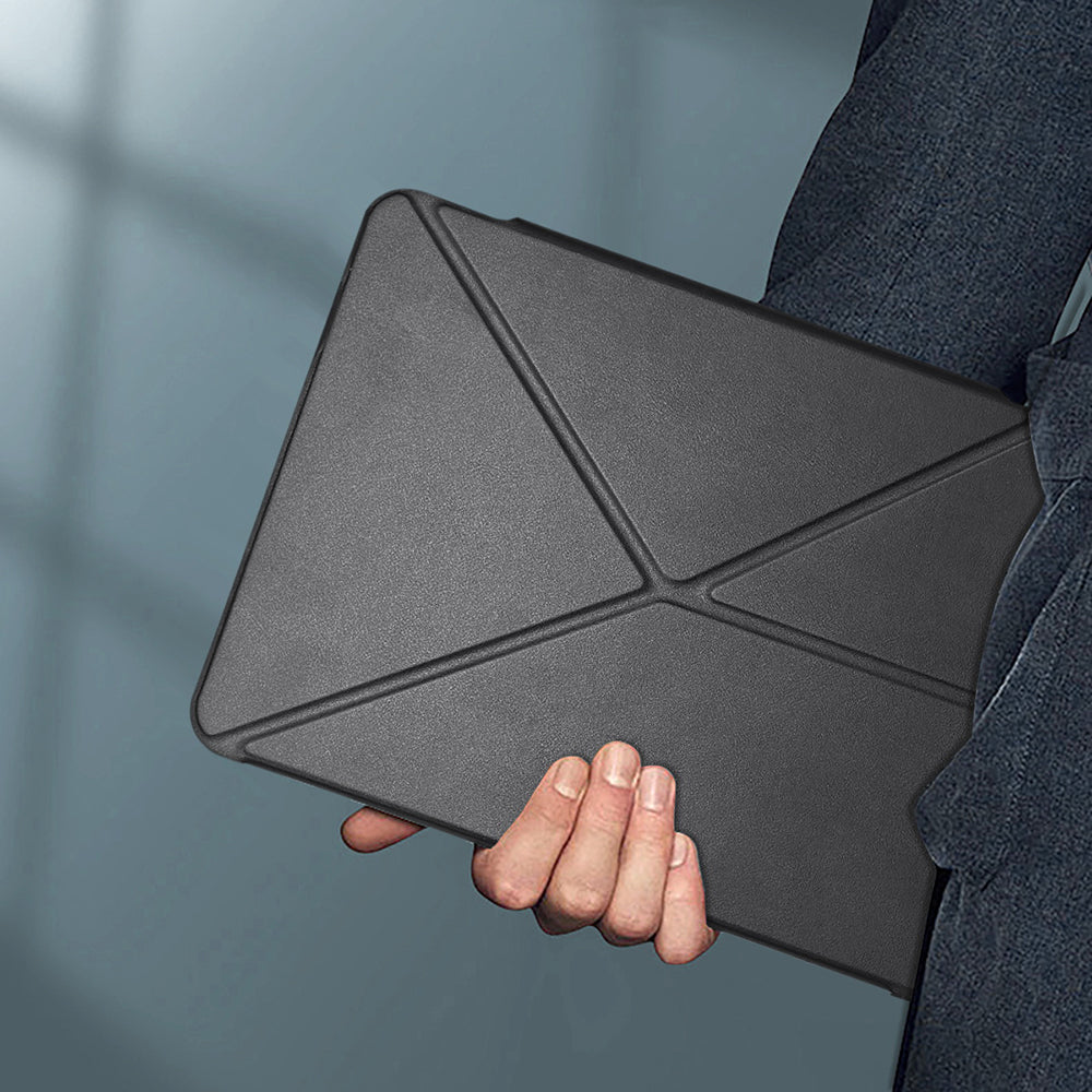 Apple iPad Pro 13 2025 M5 Raptic Clear Folio Airbagli Şeffaf Kapaklı Katlanabilir Standlı Kılıf Siyah