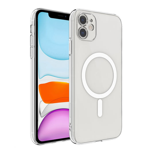 Apple iPhone 11 Kamera Korumalı M-Safe Şarj Özellikli Şeffaf Zore London Sert PC Kapak