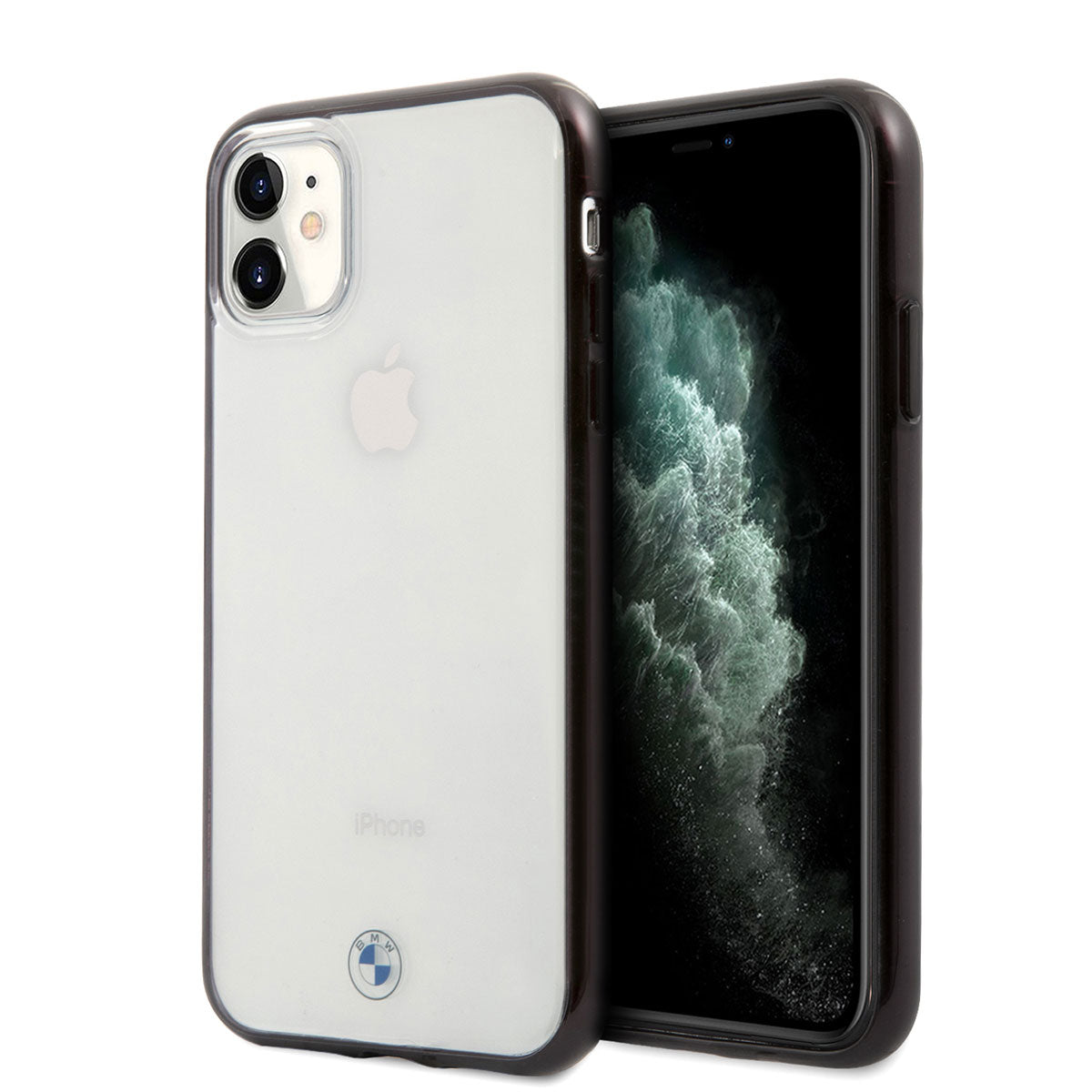 Apple iPhone 11 Kılıf BMW Transparan Elektroplatin Kenar Kaplama Dizayn Kapak Şeffaf-Siyah