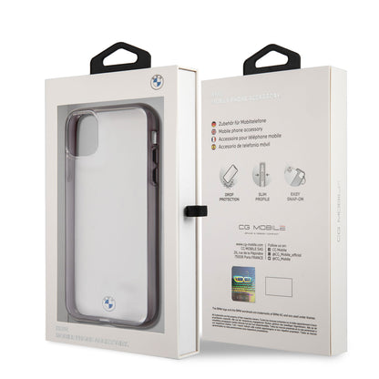 Apple iPhone 11 Kılıf BMW Transparan Elektroplatin Kenar Kaplama Dizayn Kapak Şeffaf-Siyah