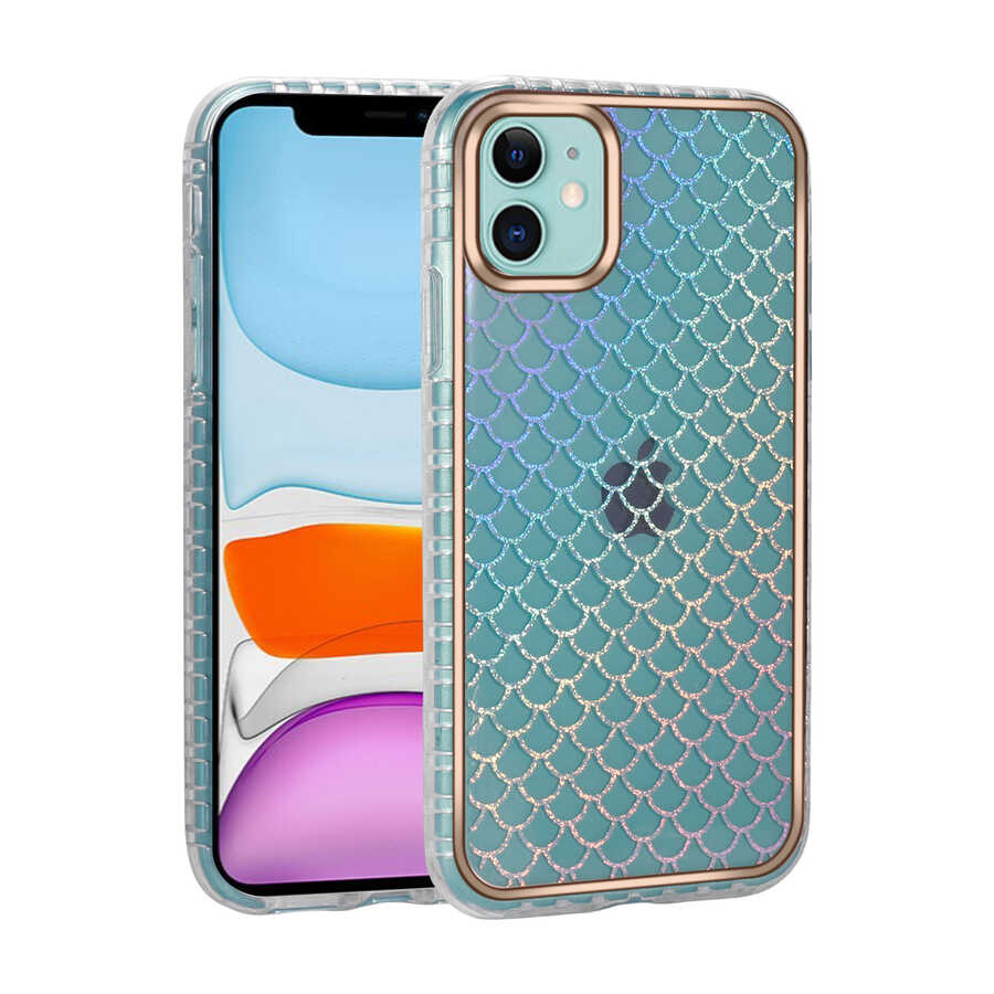 Apple iPhone 11 Kılıf Desenli Parlayan Transparan Zore Avva Kapak