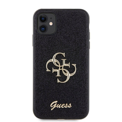 Apple iPhone 11 Kılıf Guess Orjinal Lisanslı 4G Büyük Metal Logolu Glitter Kapak Pembe