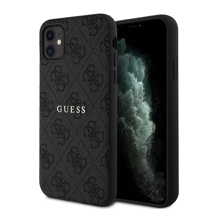 Apple iPhone 11 Kılıf Guess Orjinal Lisanslı 4G Desen Yazı Logolu Kapak Kahverengi