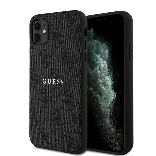 Apple iPhone 11 Kılıf Guess Orjinal Lisanslı 4G Desen Yazı Logolu Kapak Kahverengi