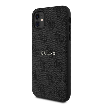 Apple iPhone 11 Kılıf Guess Orjinal Lisanslı 4G Desen Yazı Logolu Kapak Kahverengi