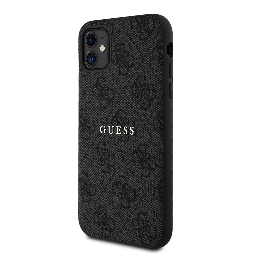 Apple iPhone 11 Kılıf Guess Orjinal Lisanslı 4G Desen Yazı Logolu Kapak Siyah