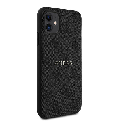Apple iPhone 11 Kılıf Guess Orjinal Lisanslı 4G Desen Yazı Logolu Kapak Siyah