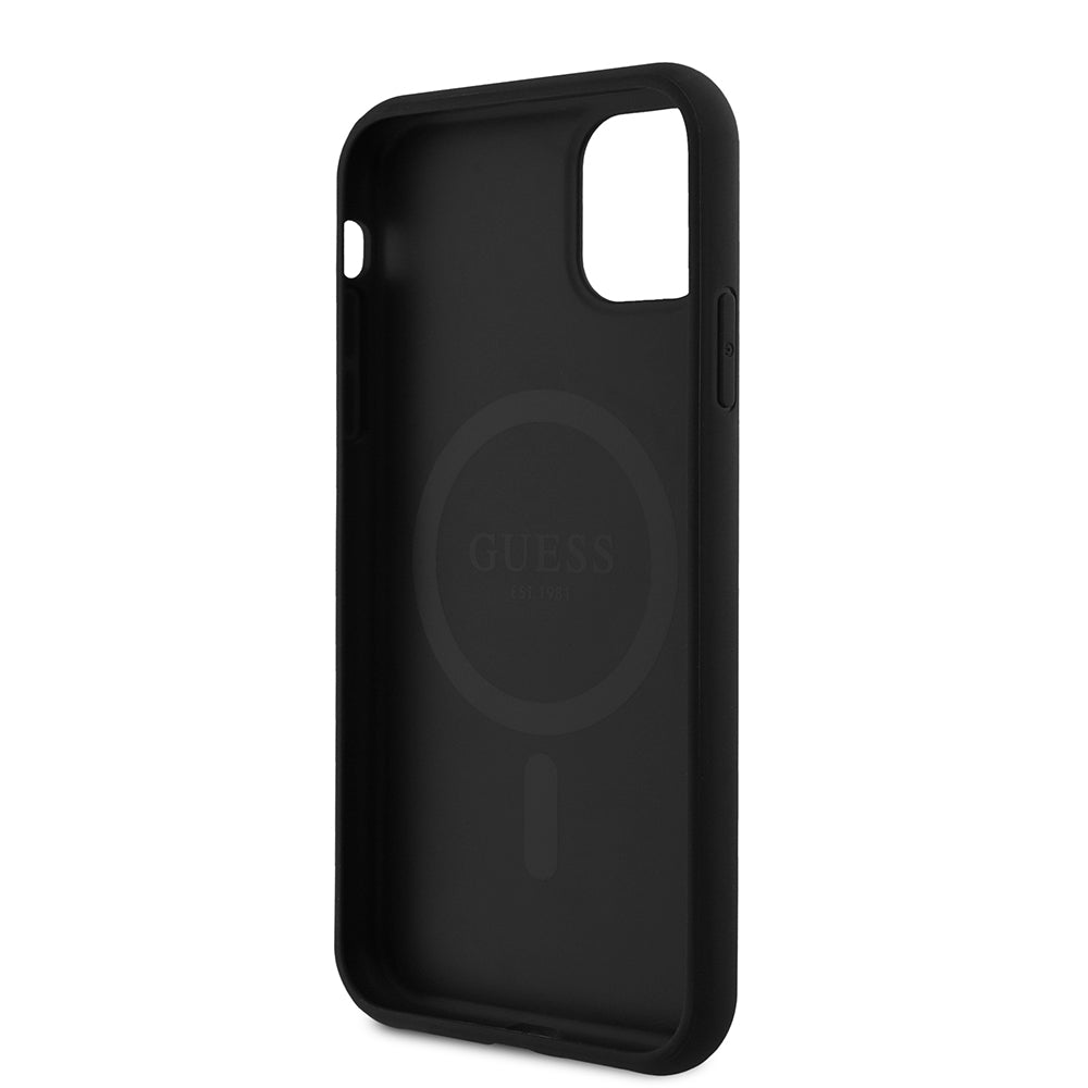Apple iPhone 11 Kılıf Guess Orjinal Lisanslı 4G Desen Yazı Logolu Kapak Siyah