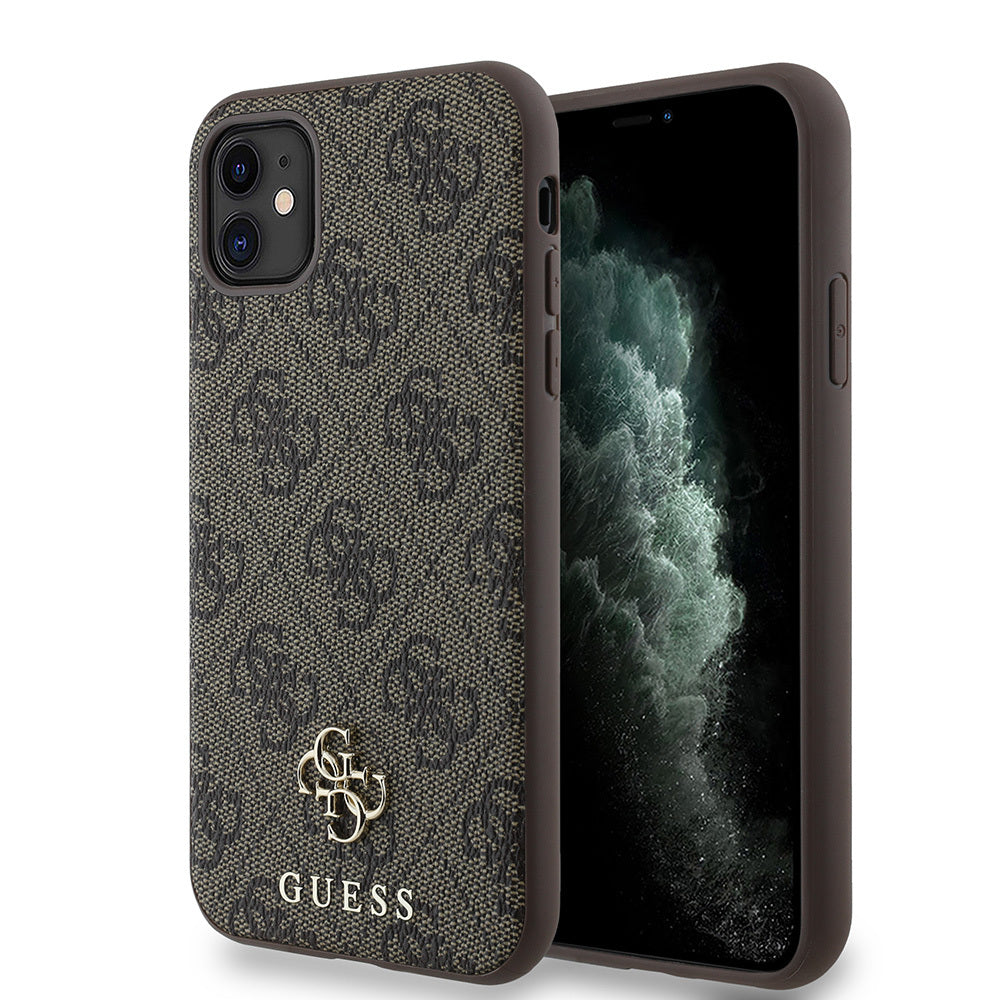 Apple iPhone 11 Kılıf Guess Orjinal Lisanslı M-safe Şarj Özellikli Small 4G Classic Kapak Siyah