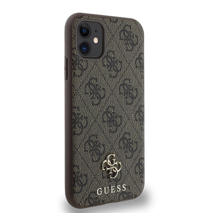 Apple iPhone 11 Kılıf Guess Orjinal Lisanslı M-safe Şarj Özellikli Small 4G Classic Kapak Siyah