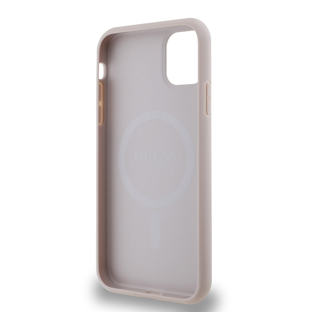 Apple iPhone 11 Kılıf Guess Orjinal Lisanslı M-safe Şarj Özellikli Small 4G Classic Kapak Pembe