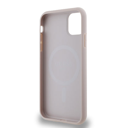 Apple iPhone 11 Kılıf Guess Orjinal Lisanslı M-safe Şarj Özellikli Small 4G Classic Kapak Pembe