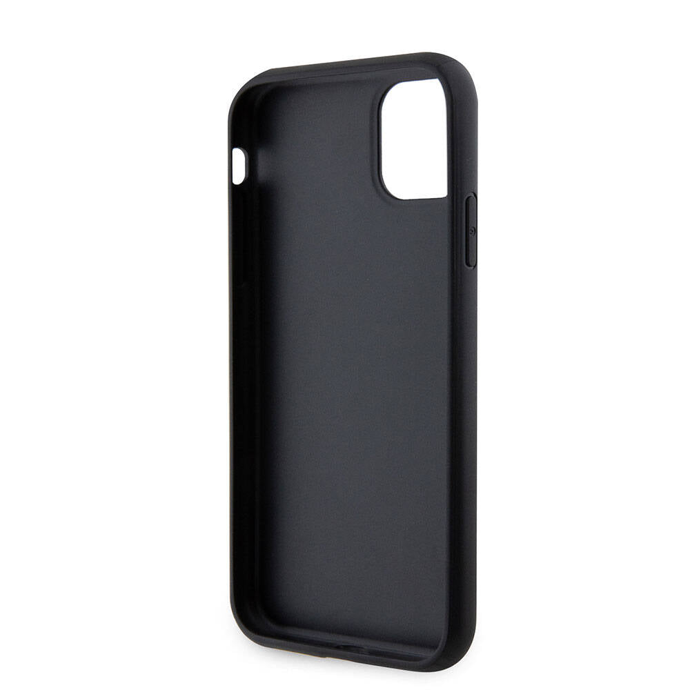 Apple iPhone 11 Kılıf Guess Orjinal Lisanslı PU Deri Taşlı Üçgen Logo 4G Desenli Kapak Pembe