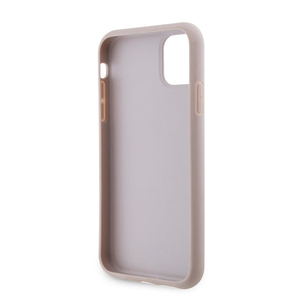 Apple iPhone 11 Kılıf Guess PU Deri Büyük Metal Logo Dizaynlı Kapak Kahverengi