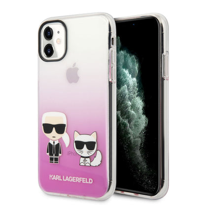 Apple iPhone 11 Kılıf Karl Lagerfeld Sert TPU K&C Dizayn Kapak Pembe