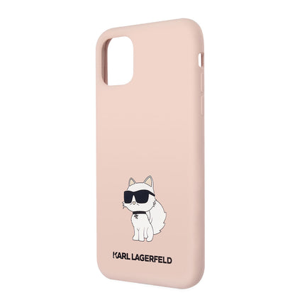 Apple iPhone 11 Kılıf Karl Lagerfeld Silikon Choupette Dizayn Kapak Pembe