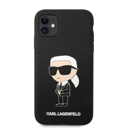 Apple iPhone 11 Kılıf Karl Lagerfeld Silikon Karl Dizayn Kapak Beyaz