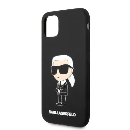 Apple iPhone 11 Kılıf Karl Lagerfeld Silikon Karl Dizayn Kapak Siyah