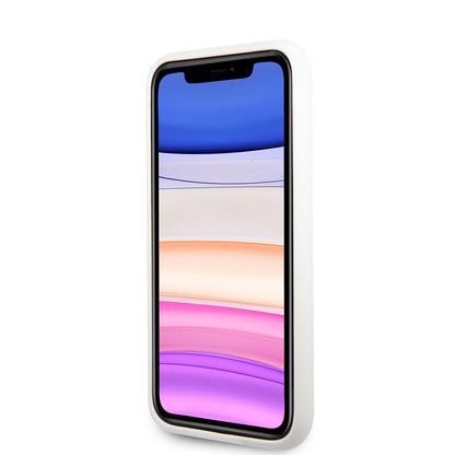 Apple iPhone 11 Kılıf Karl Lagerfeld Silikon Karl Dizayn Kapak Beyaz
