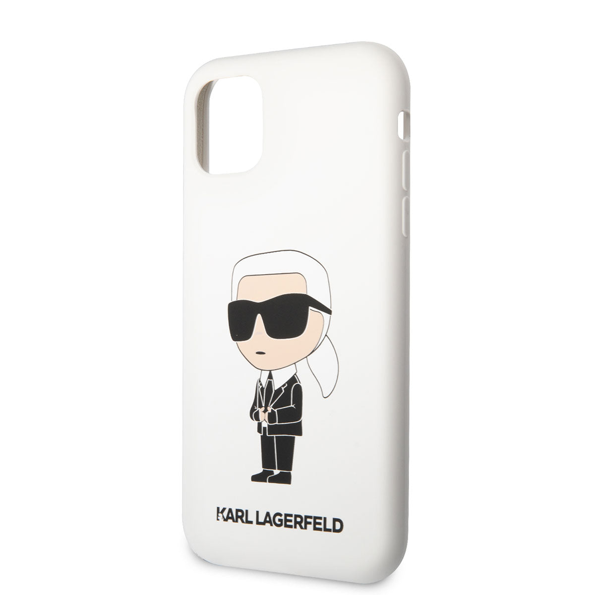 Apple iPhone 11 Kılıf Karl Lagerfeld Silikon Karl Dizayn Kapak Beyaz