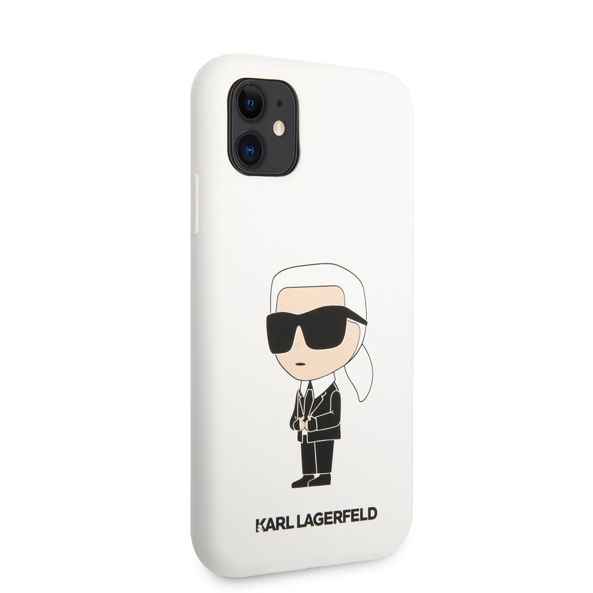 Apple iPhone 11 Kılıf Karl Lagerfeld Silikon Karl Dizayn Kapak Beyaz