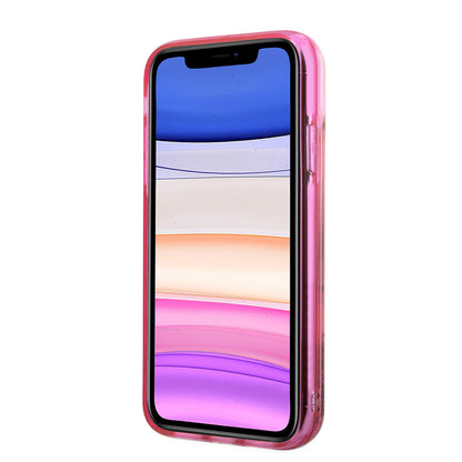 Apple iPhone 11 Kılıf Karl Lagerfeld Sıvılı Simli Choupette Head Dizayn Kapak Pembe