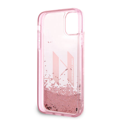 Apple iPhone 11 Kılıf Karl Lagerfeld Sıvılı Simli Dizayn Kapak Pembe