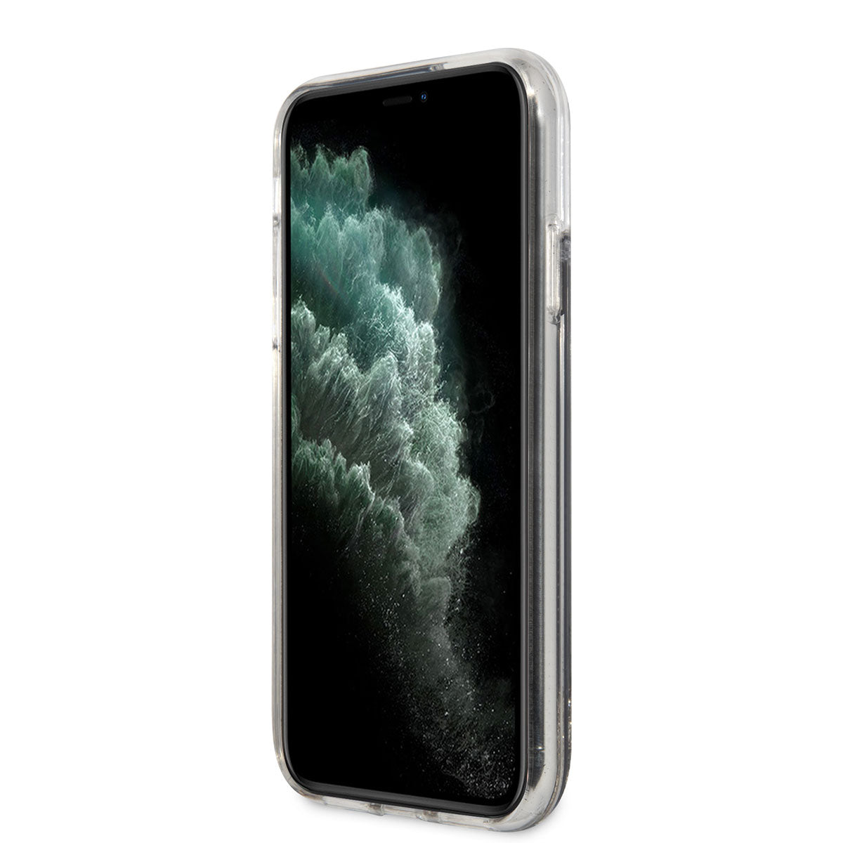 Apple iPhone 11 Kılıf Karl Lagerfeld Sıvılı Simli Gatsby Dizayn Kapak Siyah