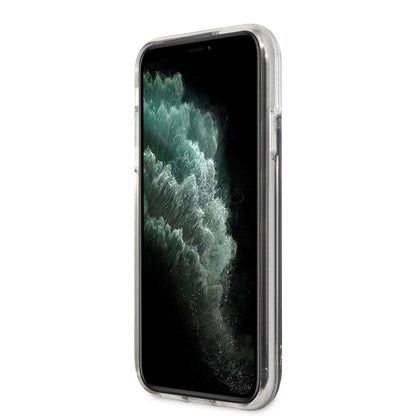 Apple iPhone 11 Kılıf Karl Lagerfeld Sıvılı Simli Gatsby Dizayn Kapak Siyah