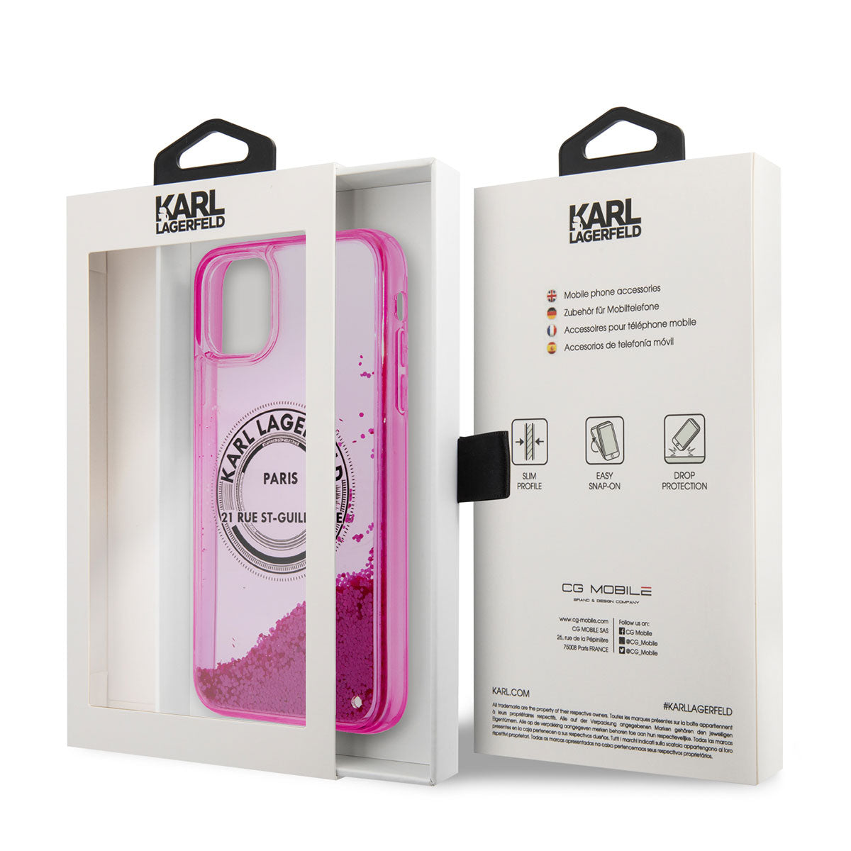 Apple iPhone 11 Kılıf Karl Lagerfeld Sıvılı Simli RSG Dizayn Kapak Pembe