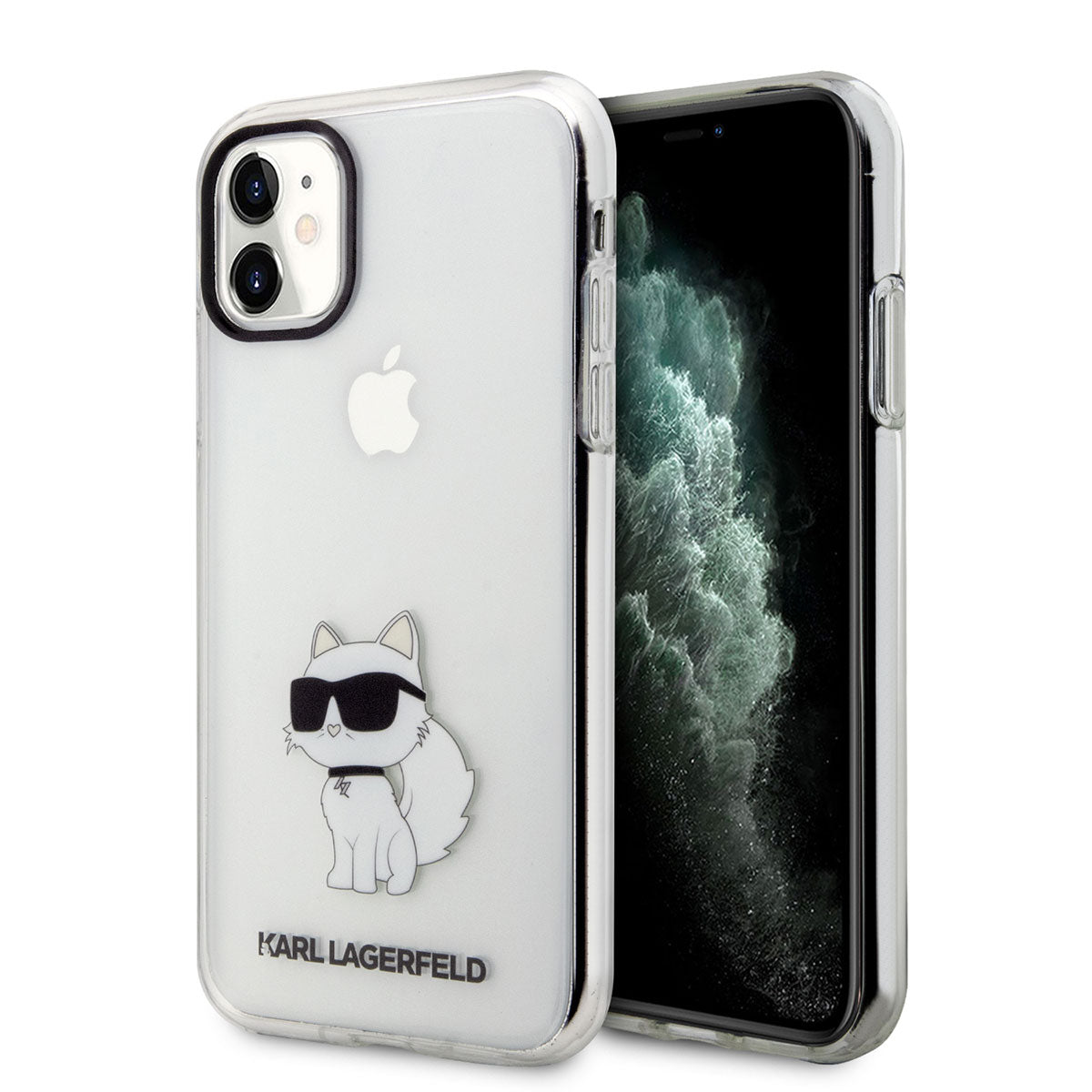 Apple iPhone 11 Kılıf Karl Lagerfeld Transparan Choupette Dizayn Kapak Renksiz