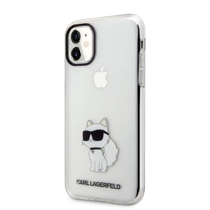 Apple iPhone 11 Kılıf Karl Lagerfeld Transparan Choupette Dizayn Kapak Renksiz