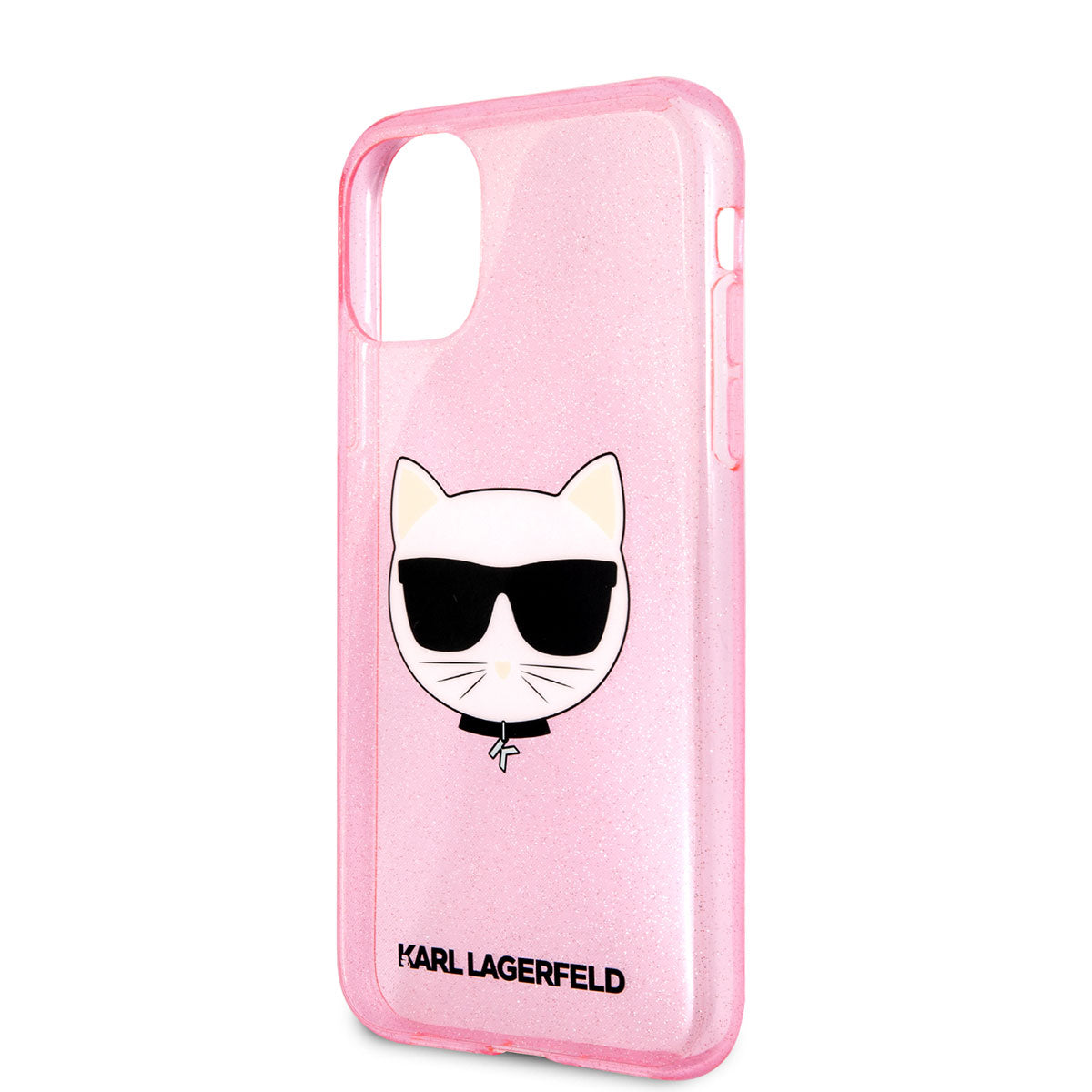 Apple iPhone 11 Kılıf Karl Lagerfeld Transparan Choupette Head Dizayn Kapak Pembe