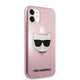 Apple iPhone 11 Kılıf Karl Lagerfeld Transparan Choupette Head Dizayn Kapak Pembe